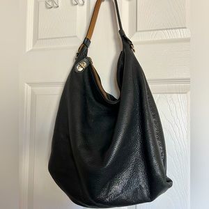 Reed Krakoff Black Leather Hobo with Tan Strap Accents